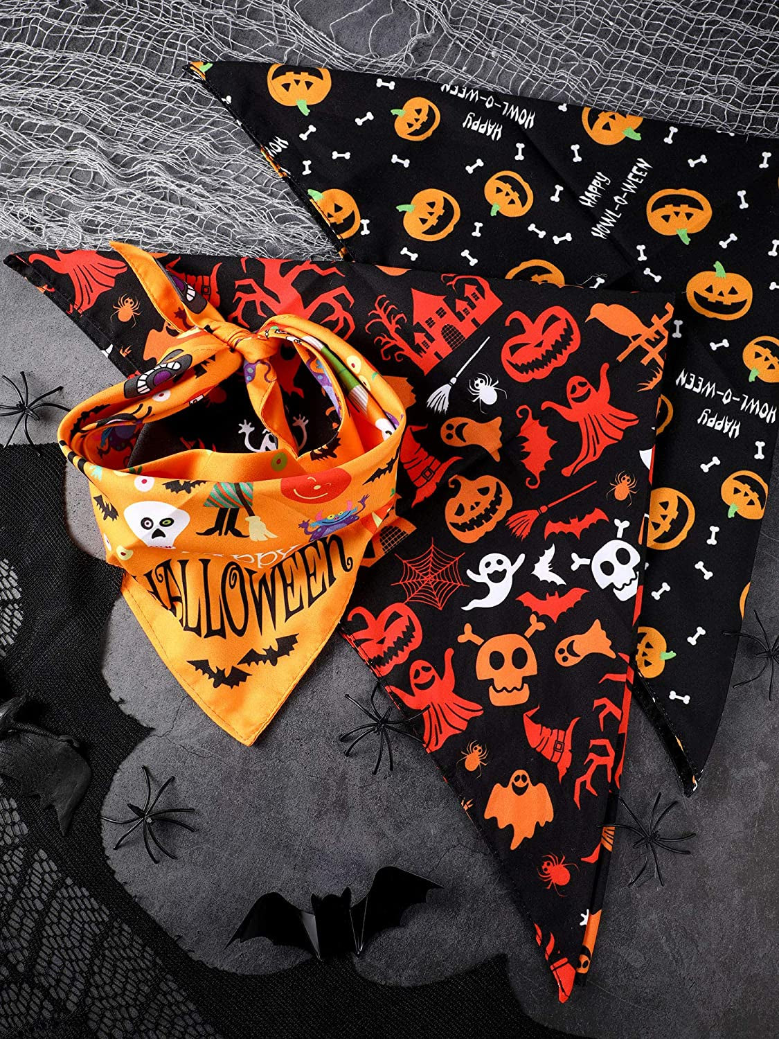 3 Pieces Halloween Dog Triangle Scarf Pet Bandanas Pumpkin Bat Ghost Drool Bibs Scarf for Pet Dog Cat Animals & Pet Supplies > Pet Supplies > Dog Supplies > Dog Apparel Frienda   