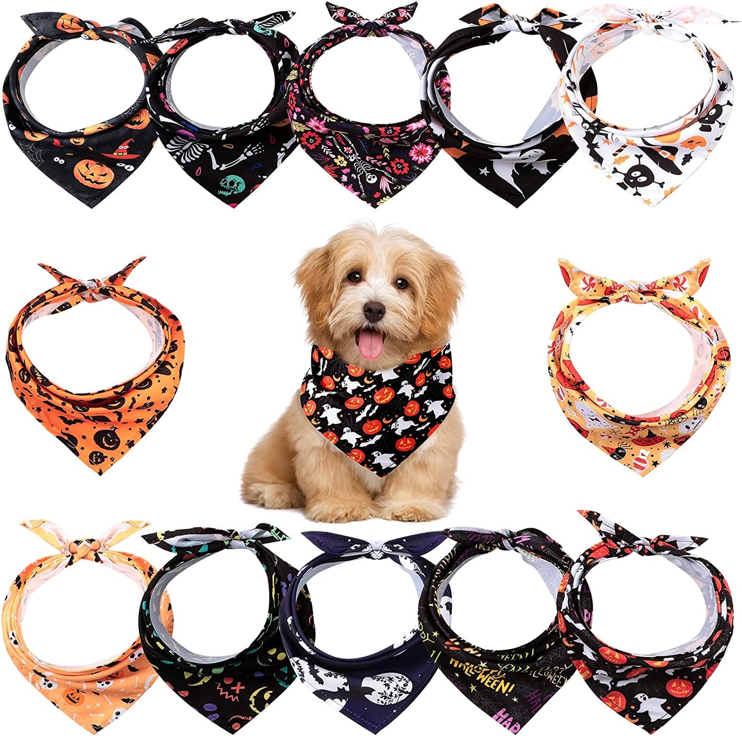 Syhood 12 Pieces Christmas Dog Bandanas Thanksgiving Pet Scarf Kerchief Buffalo Plaid Triangle Bibs, Adjustable Handkerchiefs Decor for Small or Medium Cat Dog Pet (Plaid Style) Animals & Pet Supplies > Pet Supplies > Dog Supplies > Dog Apparel Syhood Ghost  