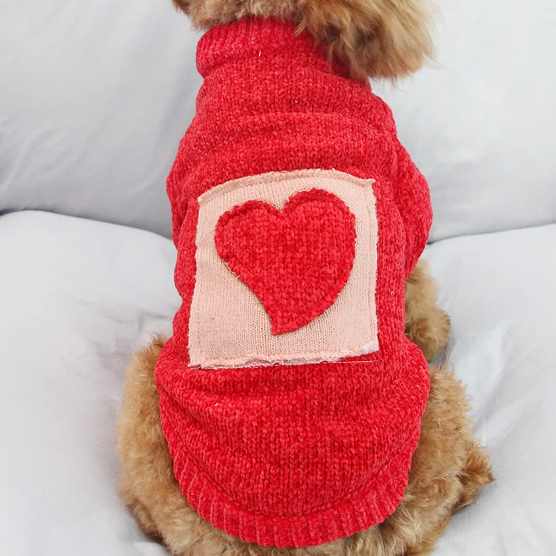 Dog Sweater for Small & Medium Dog,Warm Soft Flannel Heart Shape Dog Christmas Sweater for Puppy,Dog Cat Cold Weather Coats Vest,Xmas Apparel Clothes for Pets Animals & Pet Supplies > Pet Supplies > Dog Supplies > Dog Apparel Naroume Heart Shape Large 