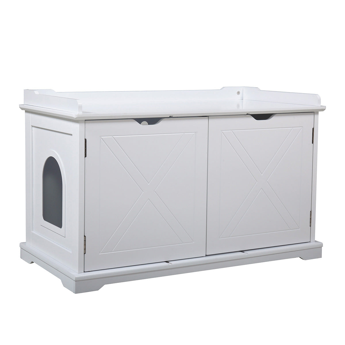 SESSLIFE Cat Hidden Litter Box, 2 in 1 Cat House Furniture and Side Table, 37.3" Large Litter Box Enclosure, White, TE2169