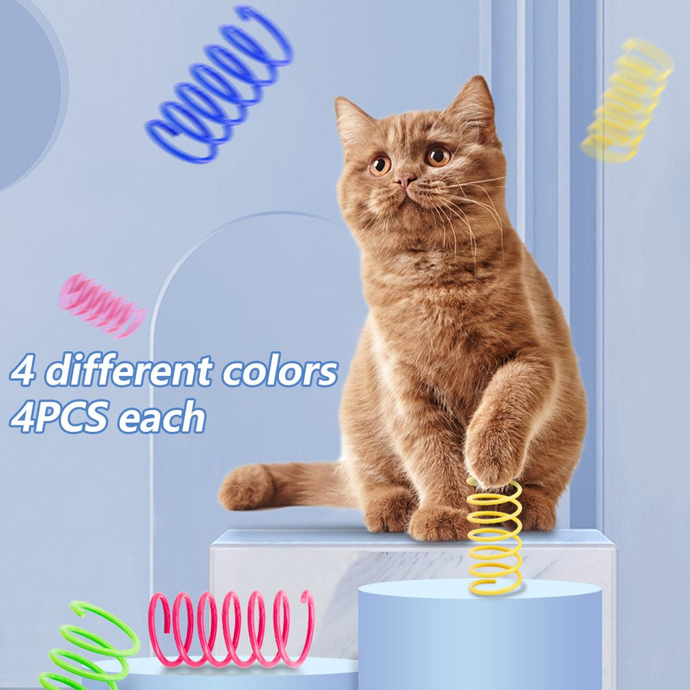 GOTYDI 16Pcs Cat Spring Toys Colorful Durable Cat Coil Spiral Spring Cat Toy Interactive Cat Toy BPA Free Plastic for Swatting, Biting, Hunting, and Active Healthy Play Animals & Pet Supplies > Pet Supplies > Cat Supplies > Cat Toys GOTYDI   