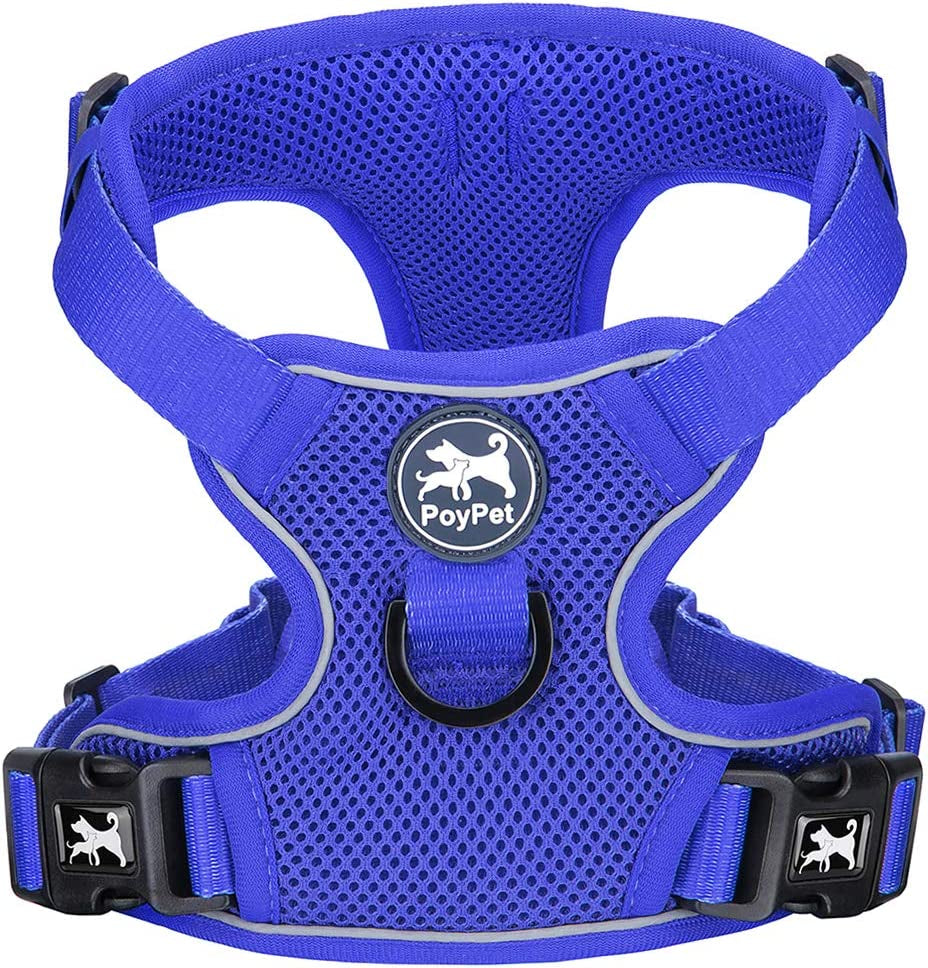 Poypet Reflective Soft Breathable Mesh Dog Harness Choke-Free Double Padded Vest with Adjustable Neck and Chest(Military Green,M) Animals & Pet Supplies > Pet Supplies > Dog Supplies > Dog Apparel PoyPet Royal Blue Medium 