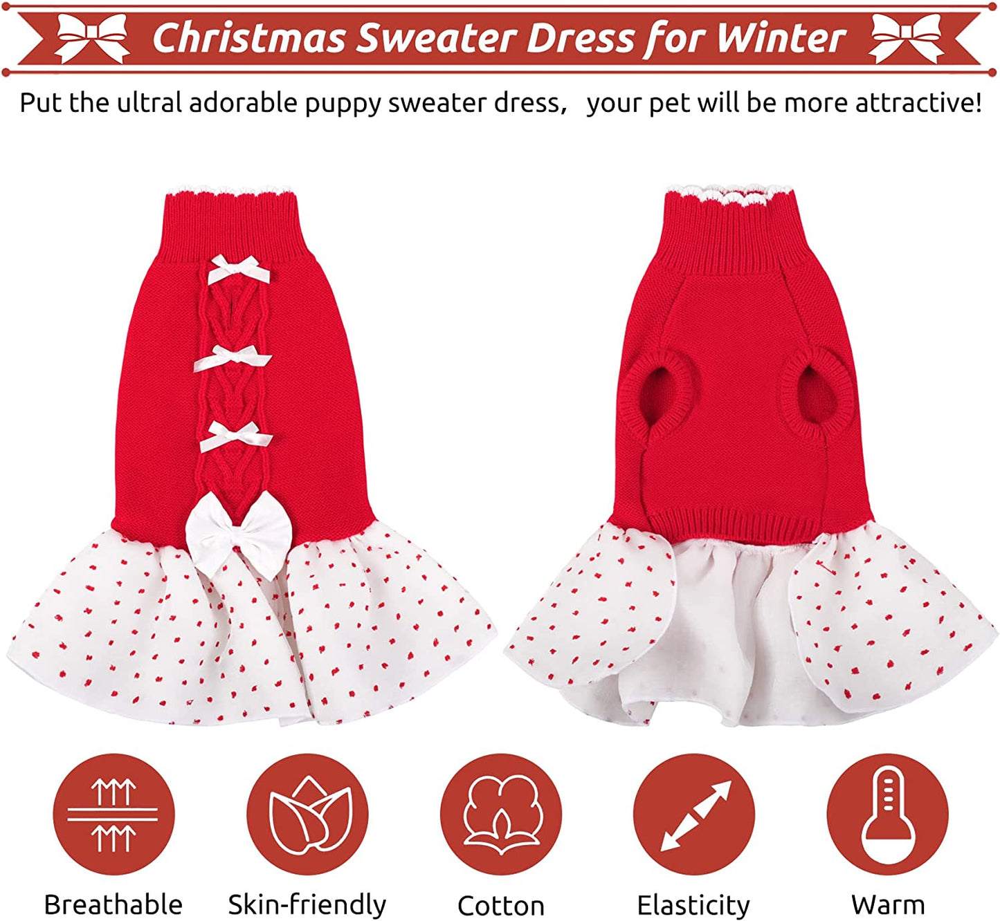 MIGOHI Dog Christmas Sweater Dress, Small Dog Winter Sweaters Puppy Coats with Leash Hole, Turtleneck Dog Pullover Valentine'S Day Knitwear Pet Fall Vest with Heart Pattern for Small Medium Dogs Animals & Pet Supplies > Pet Supplies > Dog Supplies > Dog Apparel MIGOHI   