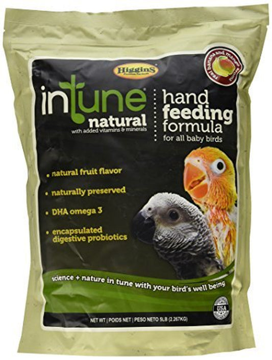Higgins Intune Natural Hand Feeding Regular Formula Bird Food, 5 Lb Animals & Pet Supplies > Pet Supplies > Bird Supplies > Bird Food HIGGINS GROUP   