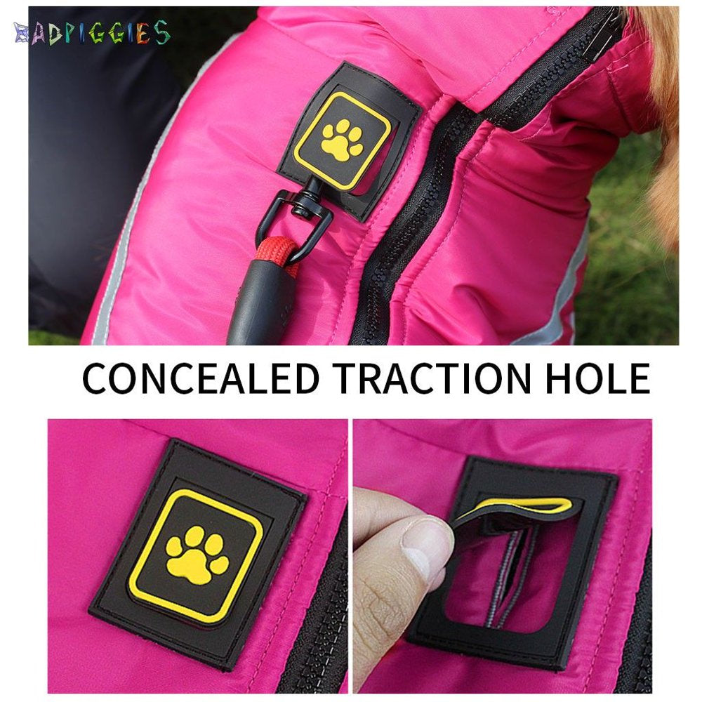 Badpiggies Reflective Dog Coat Winter Jacket, Waterproof Warm Pet Vest Snowsuit Windproof Outdoor Apparel for Medium Large Dogs Walking (XL, Red) Animals & Pet Supplies > Pet Supplies > Dog Supplies > Dog Apparel BadPiggies   