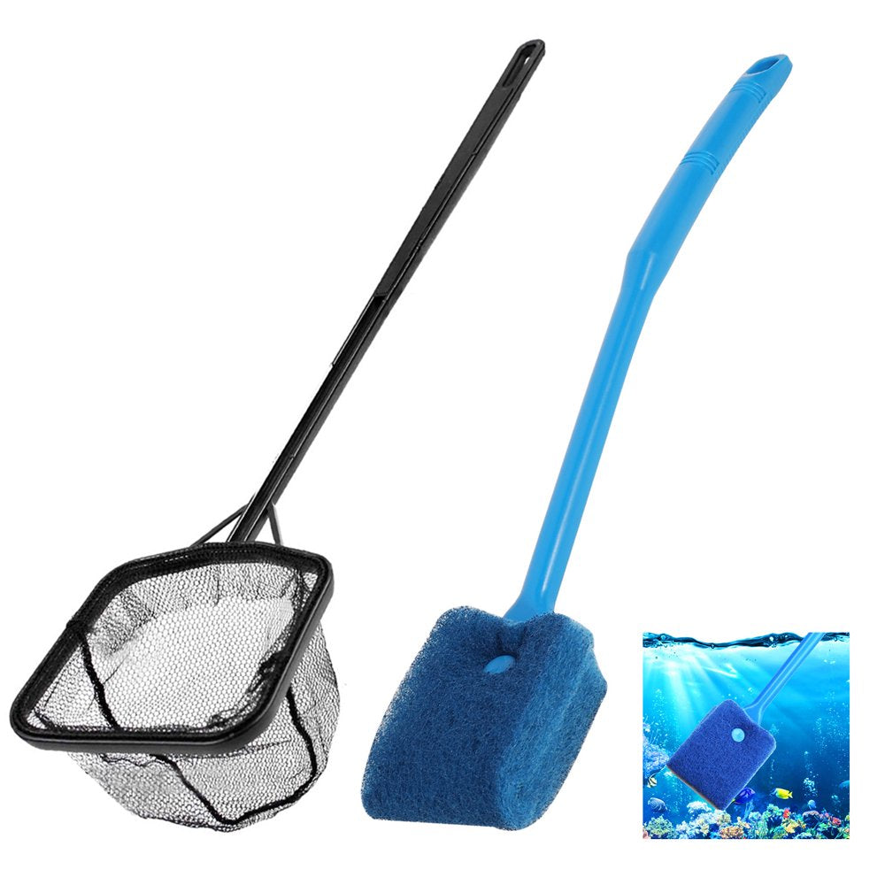 Taihexin 2 Pcs Aquariums Fish Net for Tank, Fish Tank Cleaning Net with Cleaning Brush, Nylon Long Handle Fish Tank Net Animals & Pet Supplies > Pet Supplies > Fish Supplies > Aquarium Fish Nets TAIHEXIN   