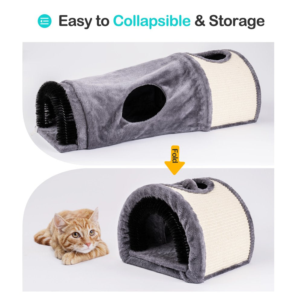 Cat Tunnel Bed Inlife Cat Scratching Bed with Self Groomer Massager Plush Balls Collapsible for Indoor Cats Animals & Pet Supplies > Pet Supplies > Cat Supplies > Cat Beds Inlife   