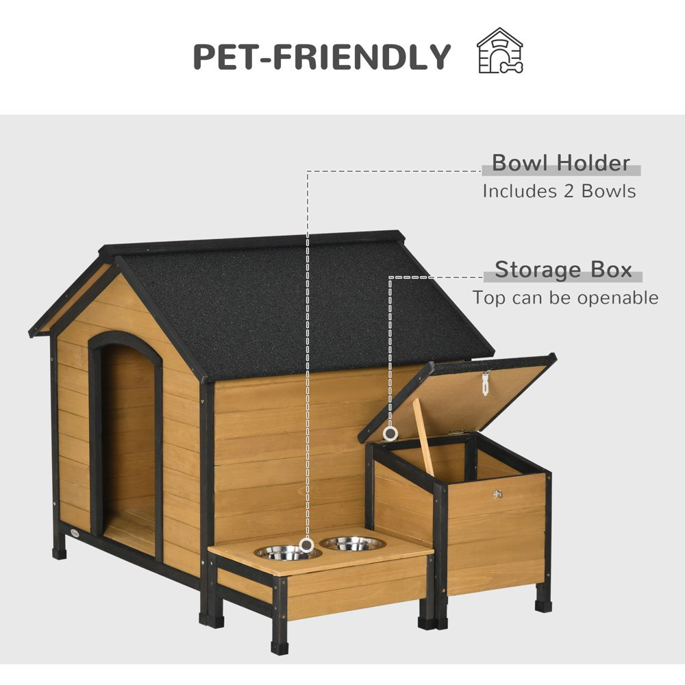 Pawhut Wooden Outdoor Dog House for Small and Medium Size Dogs up to 66 Lbs., Natural Animals & Pet Supplies > Pet Supplies > Dog Supplies > Dog Houses Aosom LLC   