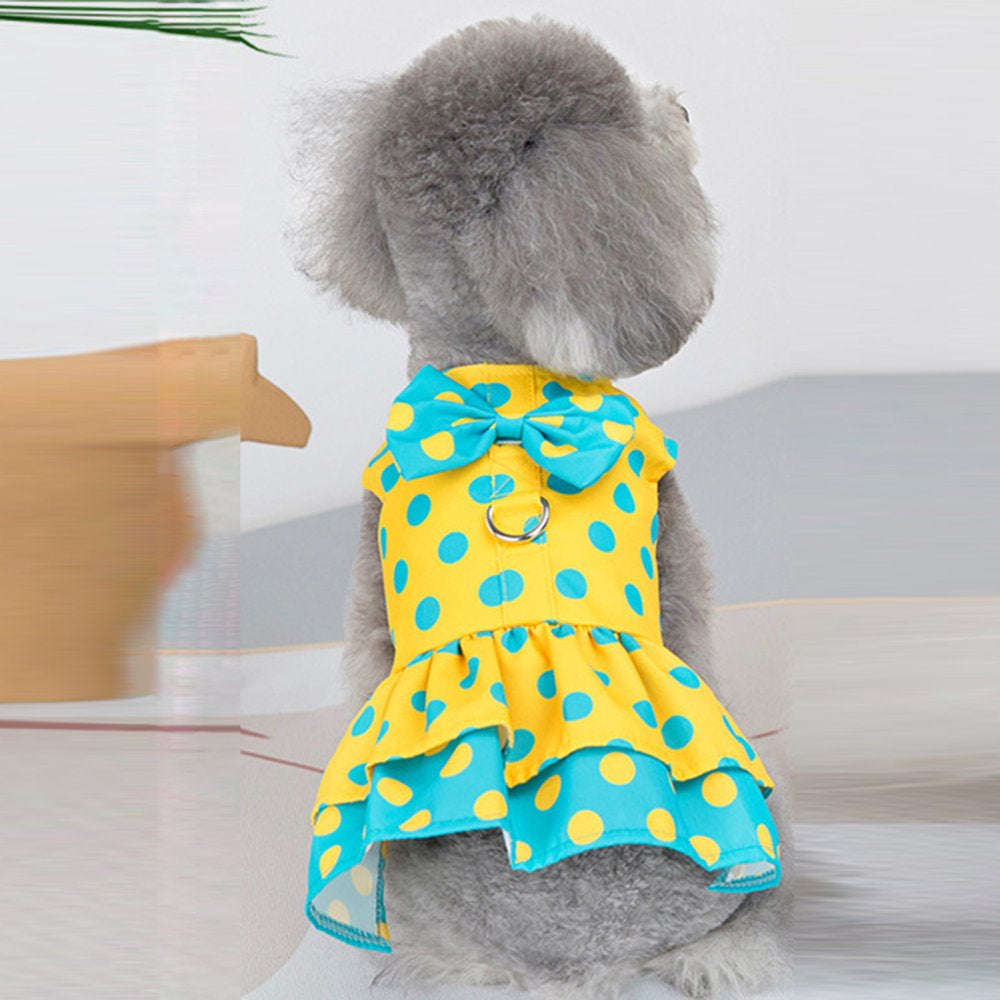 Shenmeida Dog Dresses for Small Dogs Summer Harness with Leash Bow-Knot Girl Dog Clothes Apparel Pet Cat Skirt Costume Outfits Puppy Clothing Animals & Pet Supplies > Pet Supplies > Cat Supplies > Cat Apparel shenmeida   