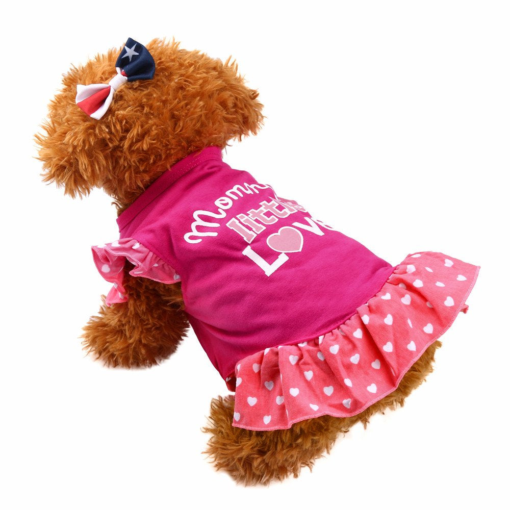 Summer Cute Pet Puppy Small Dog Cat Pet Dress Apparel Clothes Fly Sleeve Dress Animals & Pet Supplies > Pet Supplies > Dog Supplies > Dog Apparel Duobla XS Hot Pink 