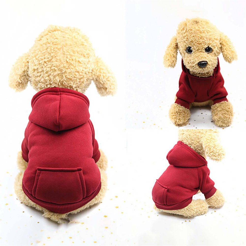 FAFWYP Dog Winter Sweatshirt Basic Pet Dogs Hoodie with Pocket, Solid Warm Puppy Sweater Clothes Soft Comfy Dog Jacket Windproof Coats, Pet Clothing Apparel for Dogs Cats Doggie Kitten Animals & Pet Supplies > Pet Supplies > Dog Supplies > Dog Apparel FAFWYP S Red 