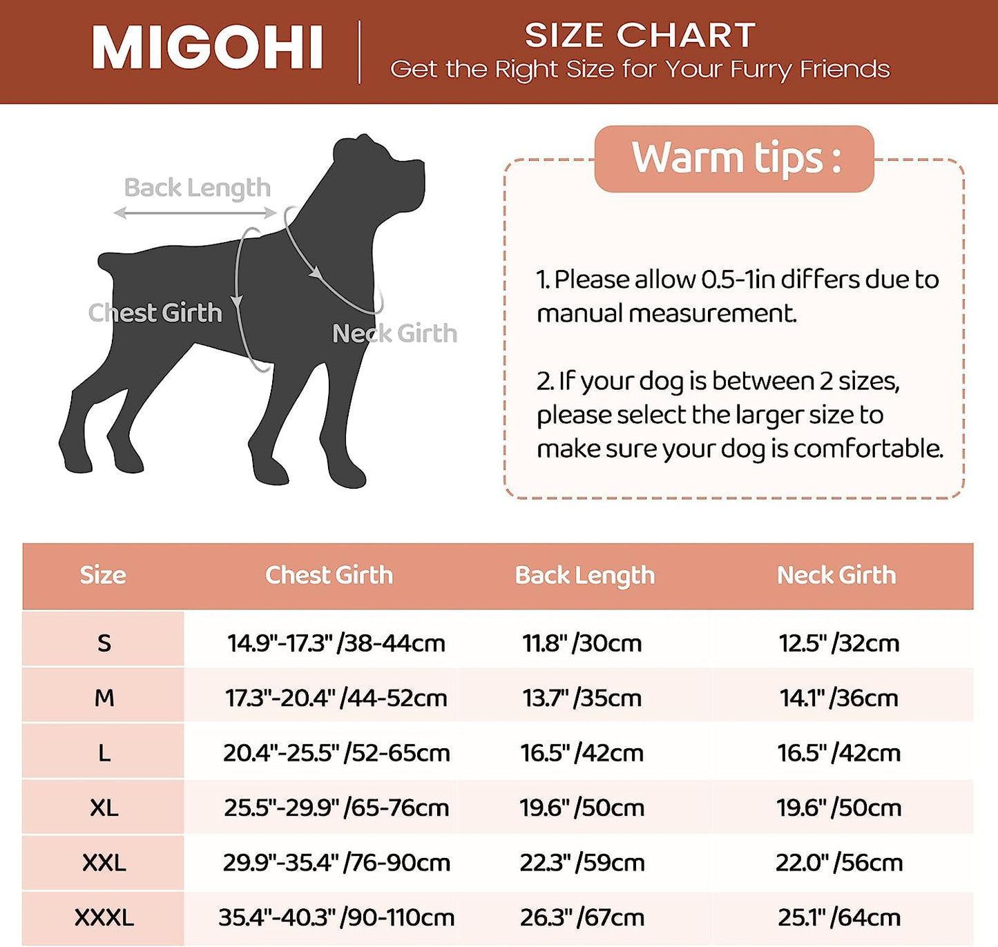 MIGOHI Medium Dog Jacket for Winter, Windproof Cold Weather Coat Cozy Vest for Small Medium Large Dogs, Warm Dog Winter Jackets Comfortable Dog Apparel with Reflective Trims, Orange M Animals & Pet Supplies > Pet Supplies > Dog Supplies > Dog Apparel MIGOHI   