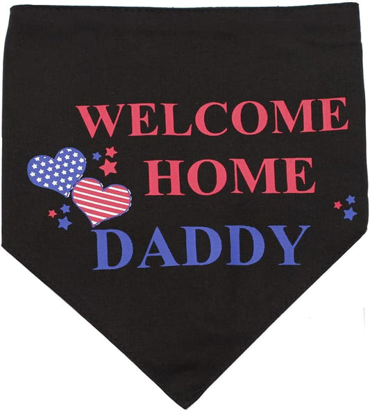Eechicspace Welcome Home Daddy Decorations Dog Bandana Black Scarf Military Army Soldier Marine Navy Air Force Gift for Small Pets Animals & Pet Supplies > Pet Supplies > Dog Supplies > Dog Apparel EechicSpace Black(for daddy) Small (Pack of 1) 