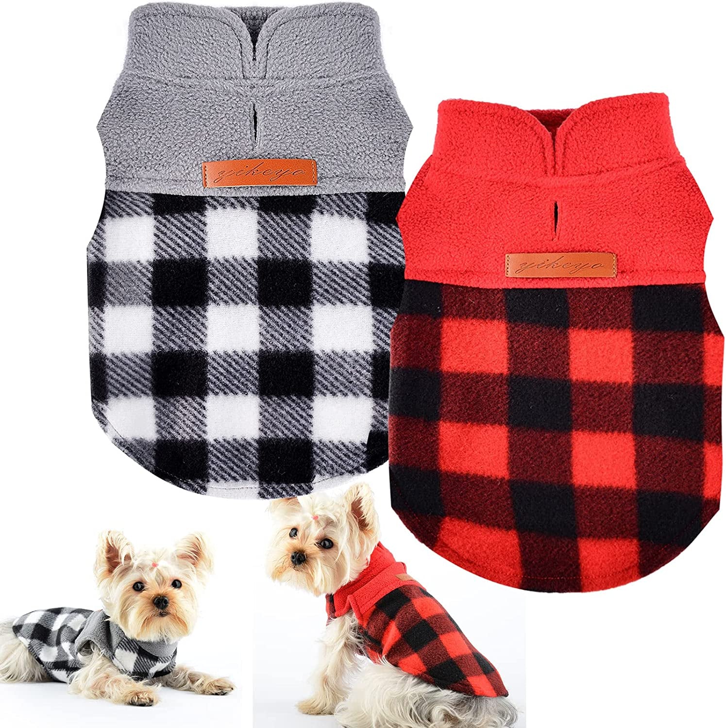 2 Pieces Valentine'S Day Chihuahua Sweater, Plaid Dog Sweaters for Small Dogs, XS Dog Clothes Winter Warm Tiny Dog Outfits for Teacup Yorkie Puppies Extra Small Breed Costume (X-Small) Animals & Pet Supplies > Pet Supplies > Dog Supplies > Dog Apparel Sebaoyu Plaid Red,Black Medium 