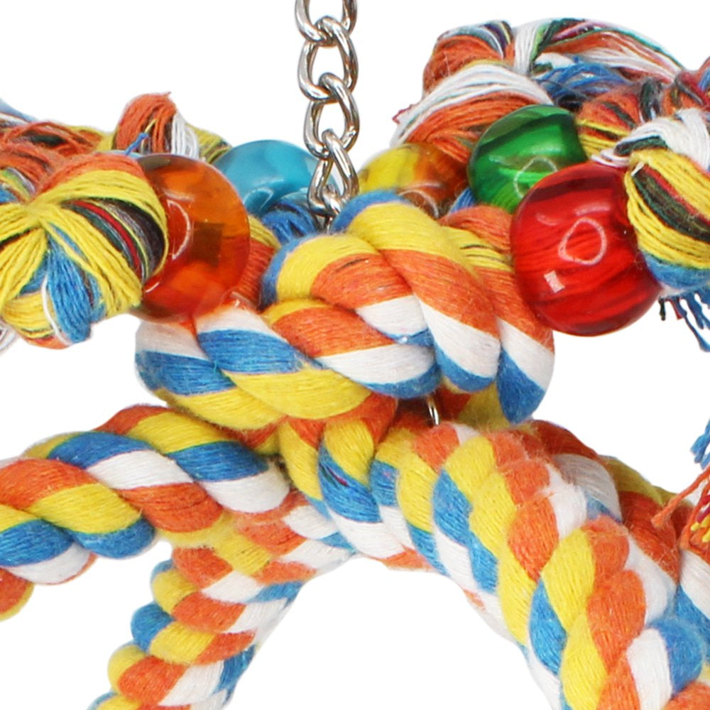 Bonka Bird Toys 1992 Medium Globe Rope Ring Swing Bird Toy.