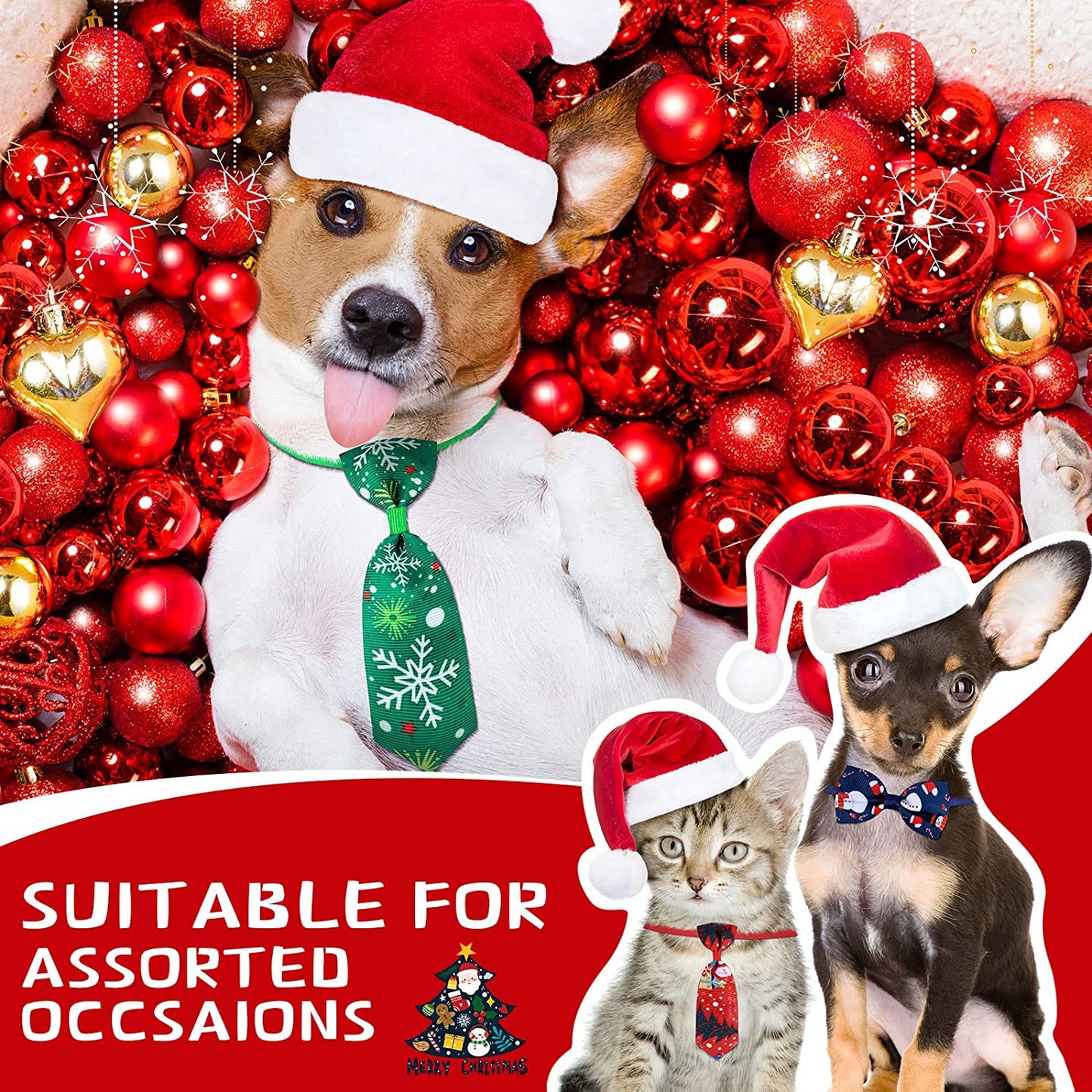 32 Pieces Christmas Pet Tie Set Includes 16 Pieces Dog Neckties and 16 Pieces Dog Bow Ties with Adjustable Collar Xmas Pet Grooming Accessories for Dogs Cats Christmas Decoration Animals & Pet Supplies > Pet Supplies > Dog Supplies > Dog Apparel Saintrygo   