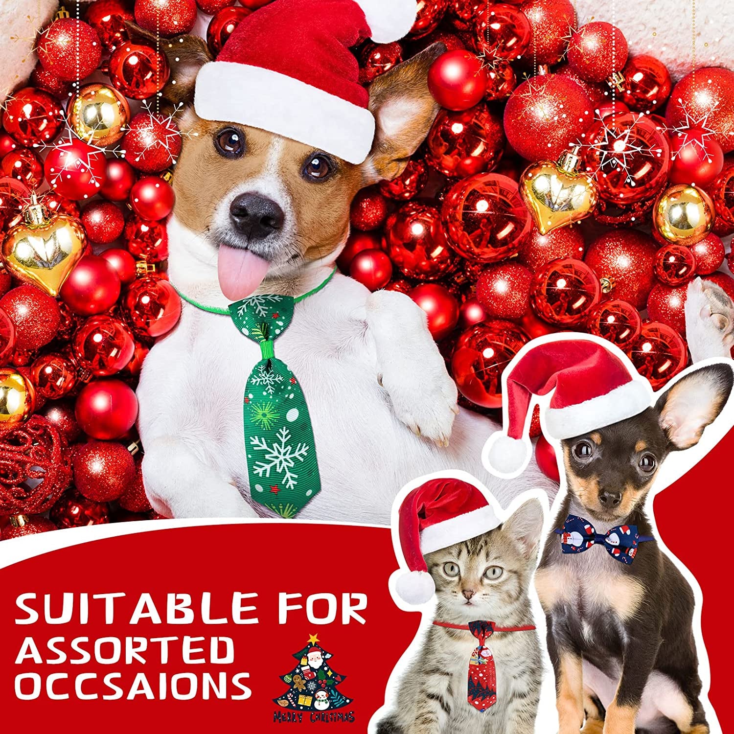 32 Pieces Christmas Pet Tie Set Includes 16 Pieces Dog Neckties and 16 Pieces Dog Bow Ties with Adjustable Collar Xmas Pet Grooming Accessories for Dogs Cats Christmas Decoration Animals & Pet Supplies > Pet Supplies > Dog Supplies > Dog Apparel Saintrygo   