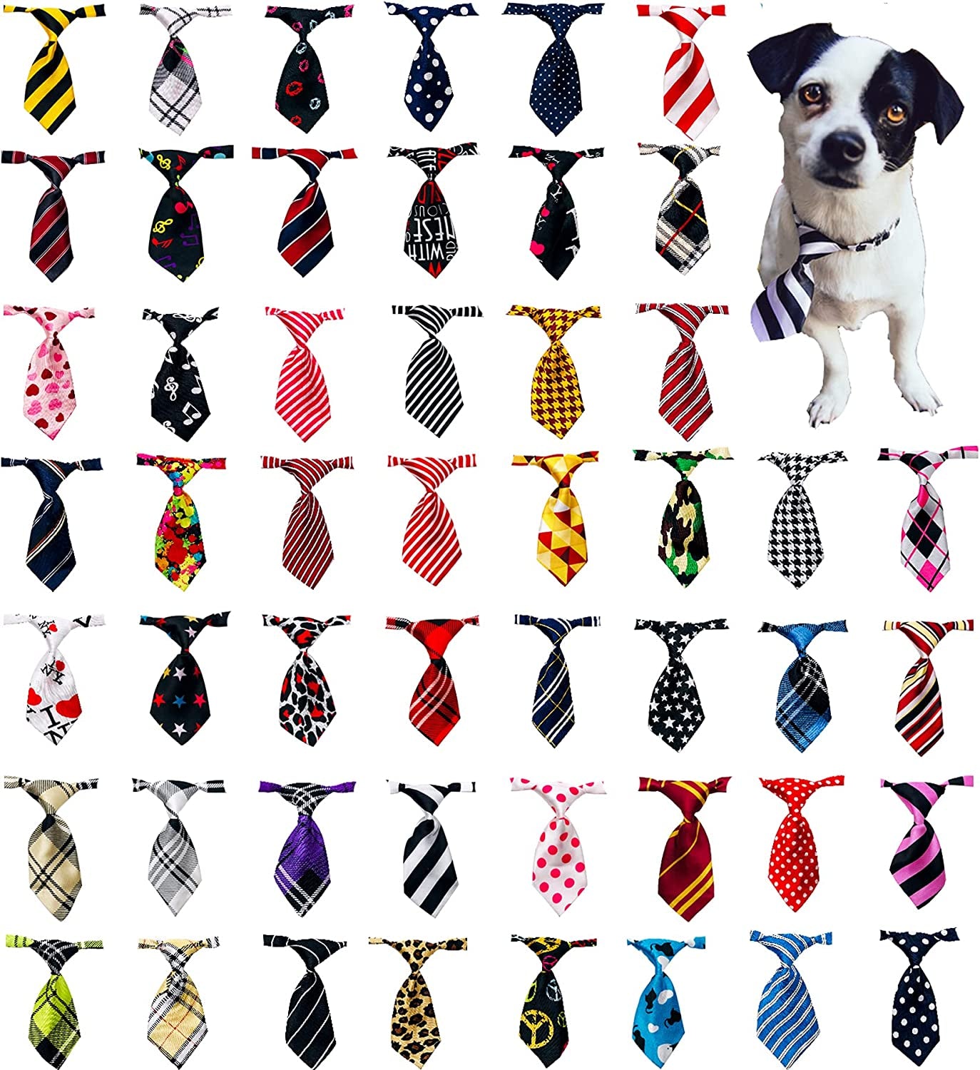 Jpgdn 50PCS Dog Neck Ties Dog Ties Adjustable Doggy Neckties for Small Medium Puppy Bulk Pet Ties Grooming Accessories for Girl Boy Cat Kitten Summer Valentines Holiday Birthday Wedding Costumes Animals & Pet Supplies > Pet Supplies > Dog Supplies > Dog Apparel JpGdn   