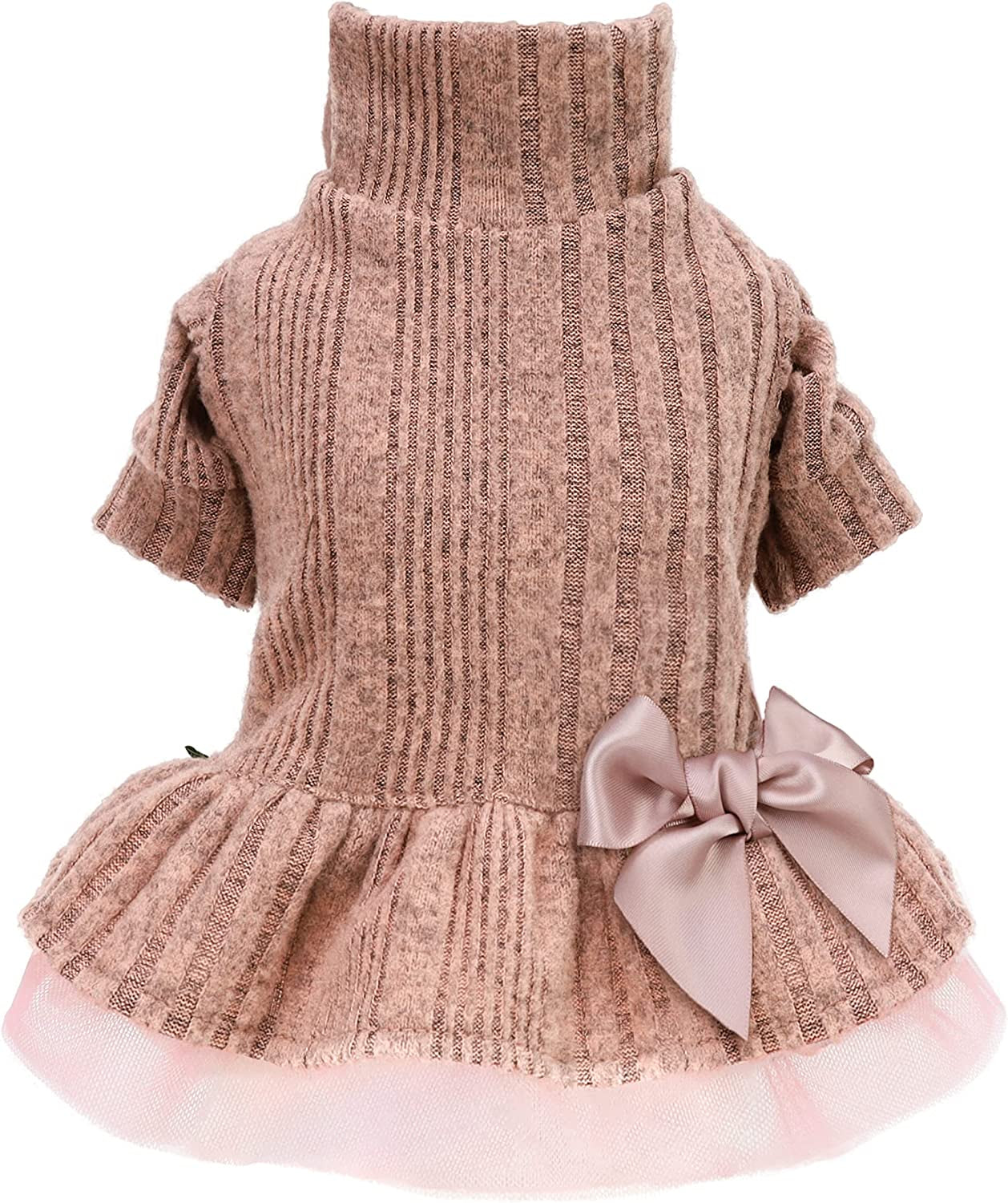 Fitwarm Knitted Dog Tulle Sweater Dress, Dog Winter Clothes for Small Dogs Girl, Cat Apparel, Pink, Small Animals & Pet Supplies > Pet Supplies > Dog Supplies > Dog Apparel Fitwarm Pink Small 