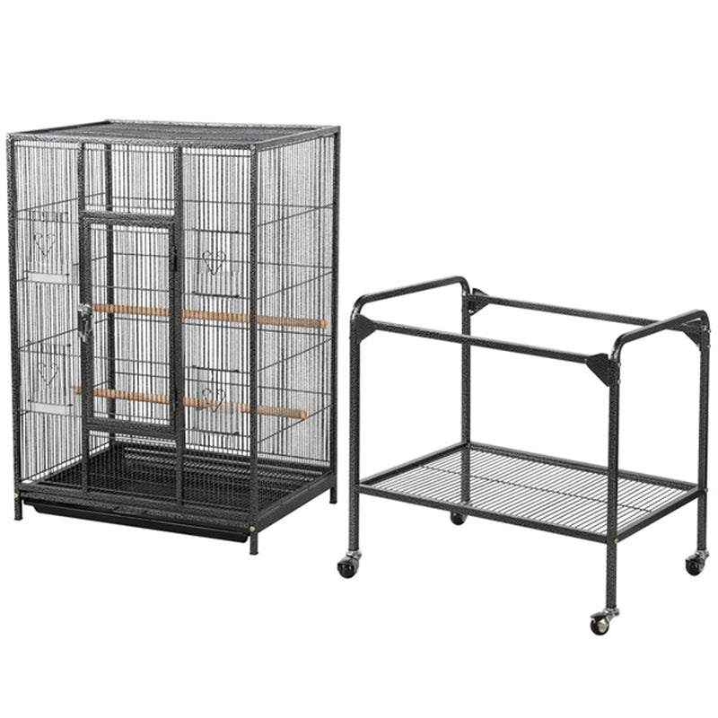 Topeakmart Bird Cage with Stand Wrought Iron Construction Quaker Parrot Cockatiel Finch Canary Bird Flight Cage Animals & Pet Supplies > Pet Supplies > Bird Supplies > Bird Cages & Stands Topeakmart   