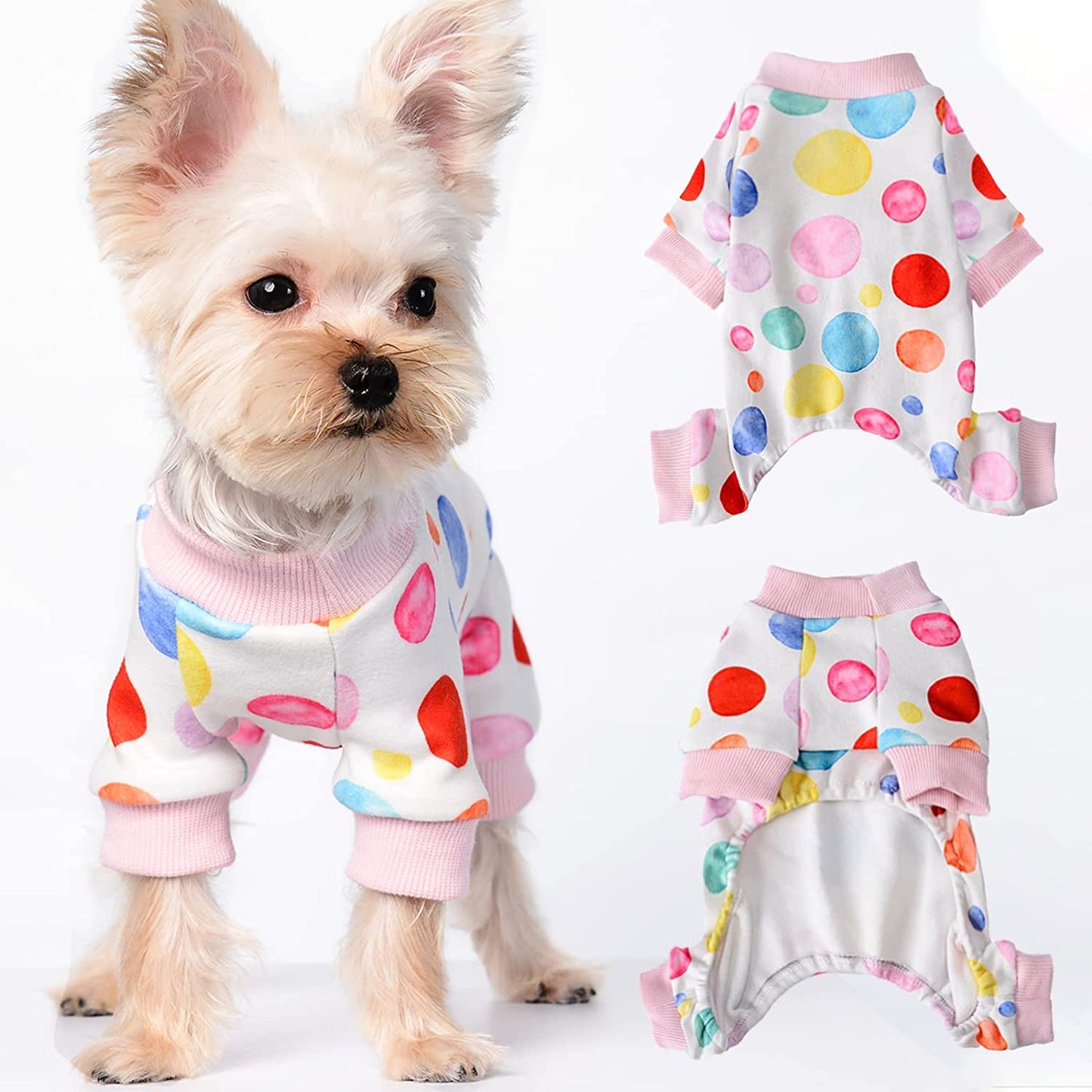 Yikeyo Dog Pajamas, Fall Winter Pink Dog Clothes for Small Medium Dogs Girl, Cat Apparel Outfit (Purple, X-Small) Animals & Pet Supplies > Pet Supplies > Dog Supplies > Dog Apparel Yikeyo Polka Dots X-Small 