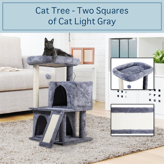 Pefilos Cat Tree Houses for Indoor Cats, Multi-Level Cat Condo for Large Cat Tower Furniture with Sisal-Covered Scratching Posts, Cat Condo for Senior Cats, Gray Animals & Pet Supplies > Pet Supplies > Cat Supplies > Cat Furniture Pefilos   