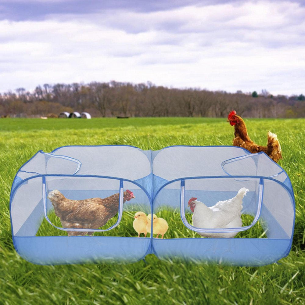 Small Animal Playpen Chicken Run Coop Foldable Pet Cage Tent for Duck Puppy Blue Animals & Pet Supplies > Pet Supplies > Dog Supplies > Dog Kennels & Runs SunniMix   