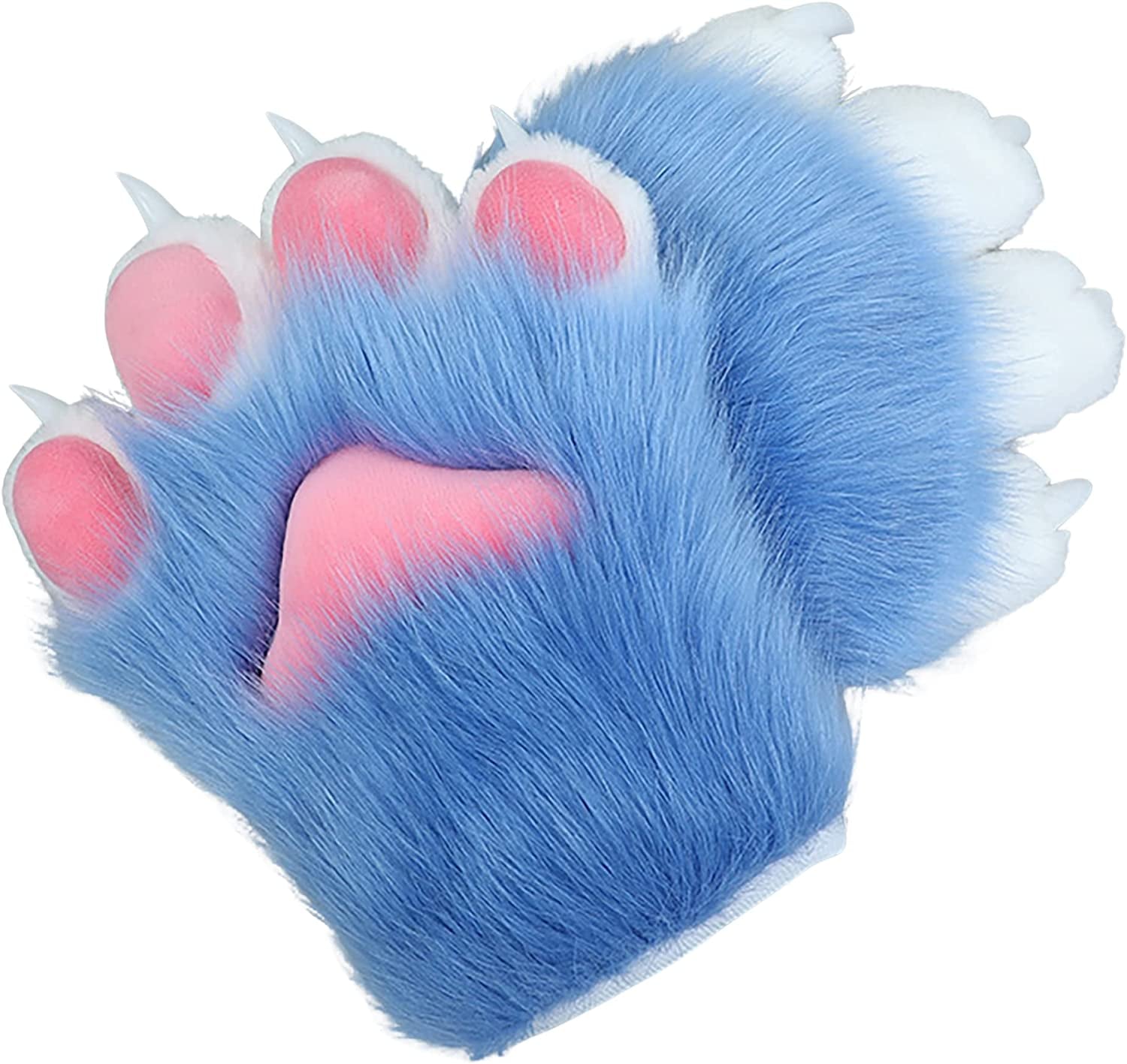BNLIDES Cosplay Animal Cat Wolf Dog Fox Paws Claws Gloves Costume Accessories for Adults (White)