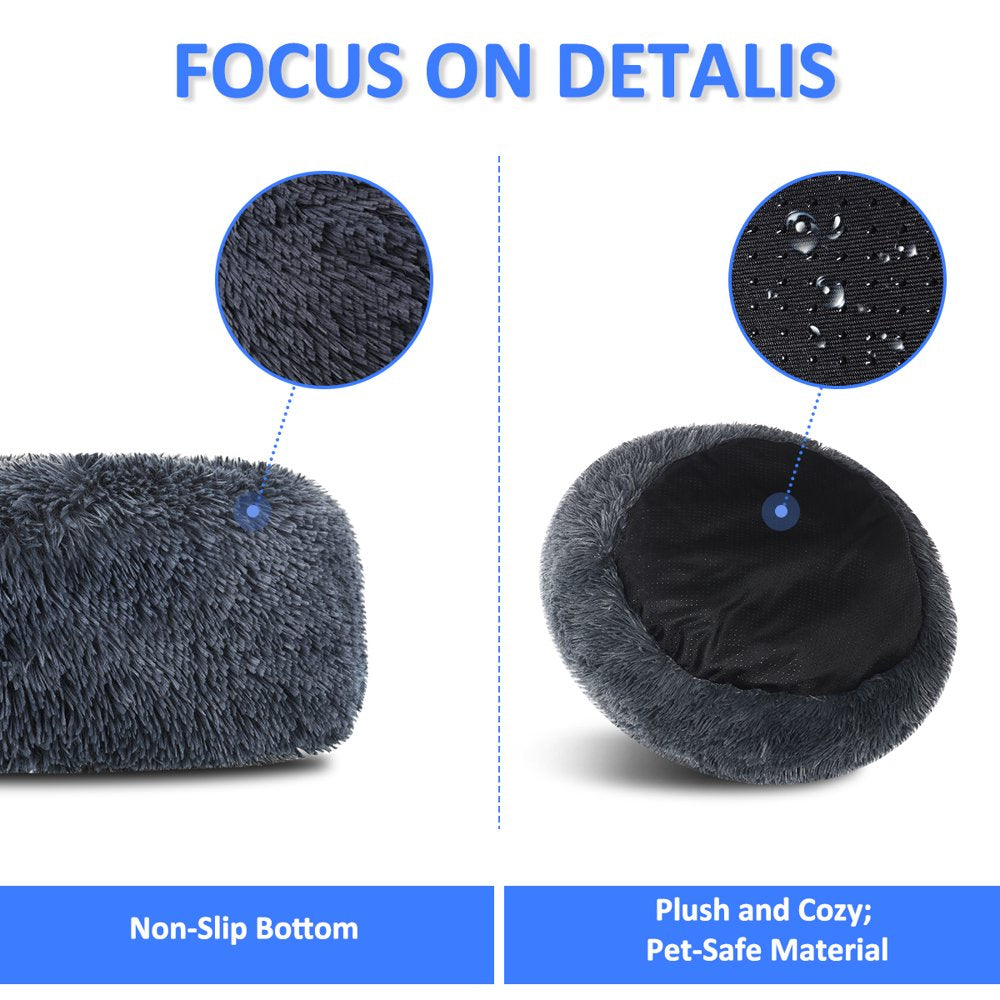 Focuspet Pet Dog Bed Cat Bed, round Plush Dog Beds for Small Medium Large Dogs and Cats, Donut Calming Puppy Bed Washable,Dark Gray Animals & Pet Supplies > Pet Supplies > Cat Supplies > Cat Beds 09198226552753   