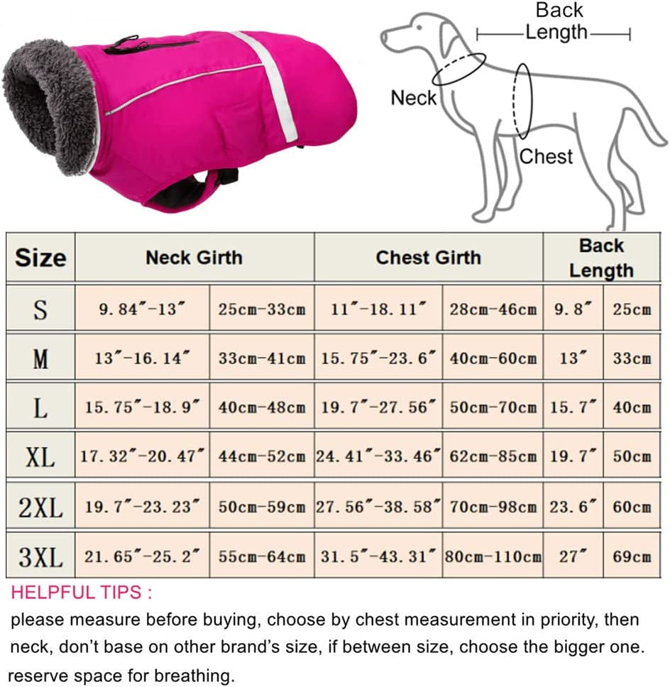 Doglay Dog Winter Coat with Thicken Furry Collar, Reflective Warm Pet Jacket Fleece Lining Waterproof Windproof Dog Clothes for Cold Weather, Soft Puppy Vest Apparel for Small Medium Large Dogs Animals & Pet Supplies > Pet Supplies > Dog Supplies > Dog Apparel Doglay   