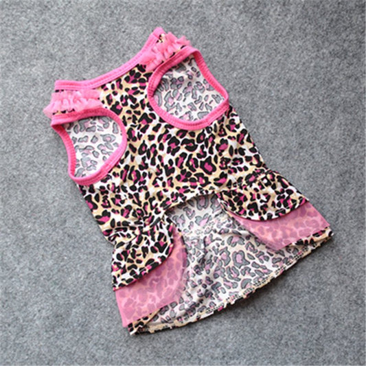 Cute Leopard Summer Pet Puppy Dress Small Dog Cat Pet Clothes Apparel Hot Selling Pet Supplies Animals & Pet Supplies > Pet Supplies > Cat Supplies > Cat Apparel KOL PET L Pink 