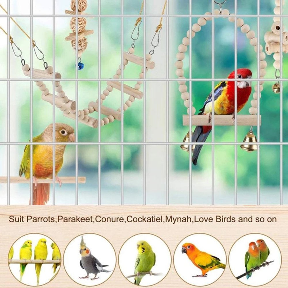 Dasbsug 9Pcs Bird Toys Parrot Chew Toy Hammock Perch Swing Ladder for Small Medium Birds Improving Physical & Mental Health Animals & Pet Supplies > Pet Supplies > Bird Supplies > Bird Ladders & Perches Dasbsug   