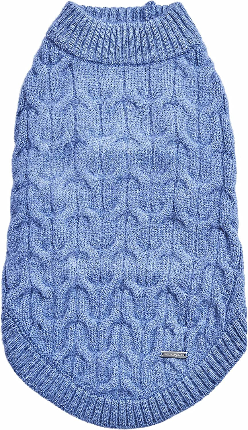 Blueberry Pet Classic Fuzzy Textured Knit Pullover Turtle-Neck Dog Sweater in Mustard Yellow, Back Length 12", Pack of 1 Clothes for Dogs Animals & Pet Supplies > Pet Supplies > Dog Supplies > Dog Apparel Blueberry Pet Heather Blue, Crew-neck 20 inch (Pack of 1) 