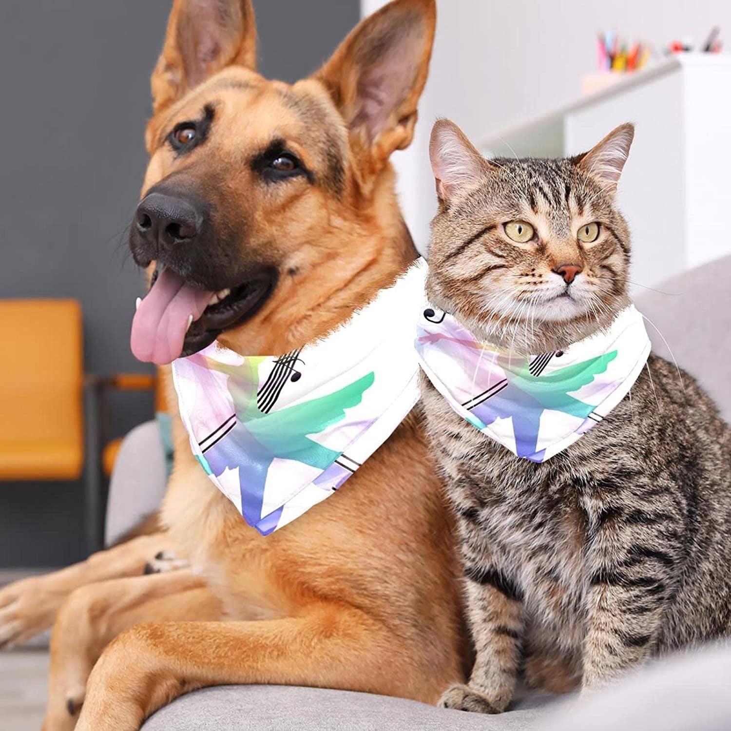 Dog Bandanas,Cat Triangle Bibs,Two Sizes,Ballet Girl Notes Music,Pet Scarf for Small Medium Large Pets Animals & Pet Supplies > Pet Supplies > Dog Supplies > Dog Apparel tzhcjsjgs   