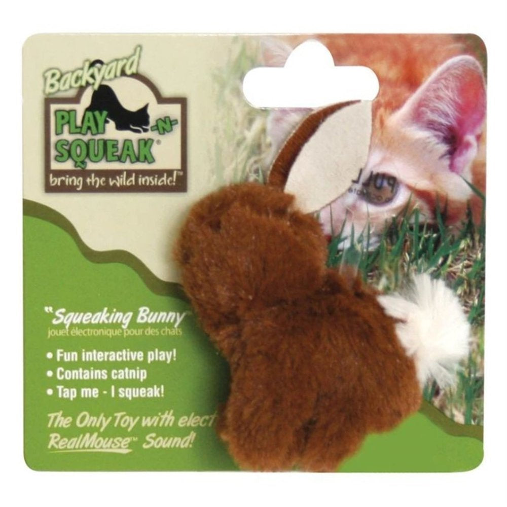 Ourpets(#1010010782) Play-N-Squeak Catnip, Interactive Squeaking Bunny