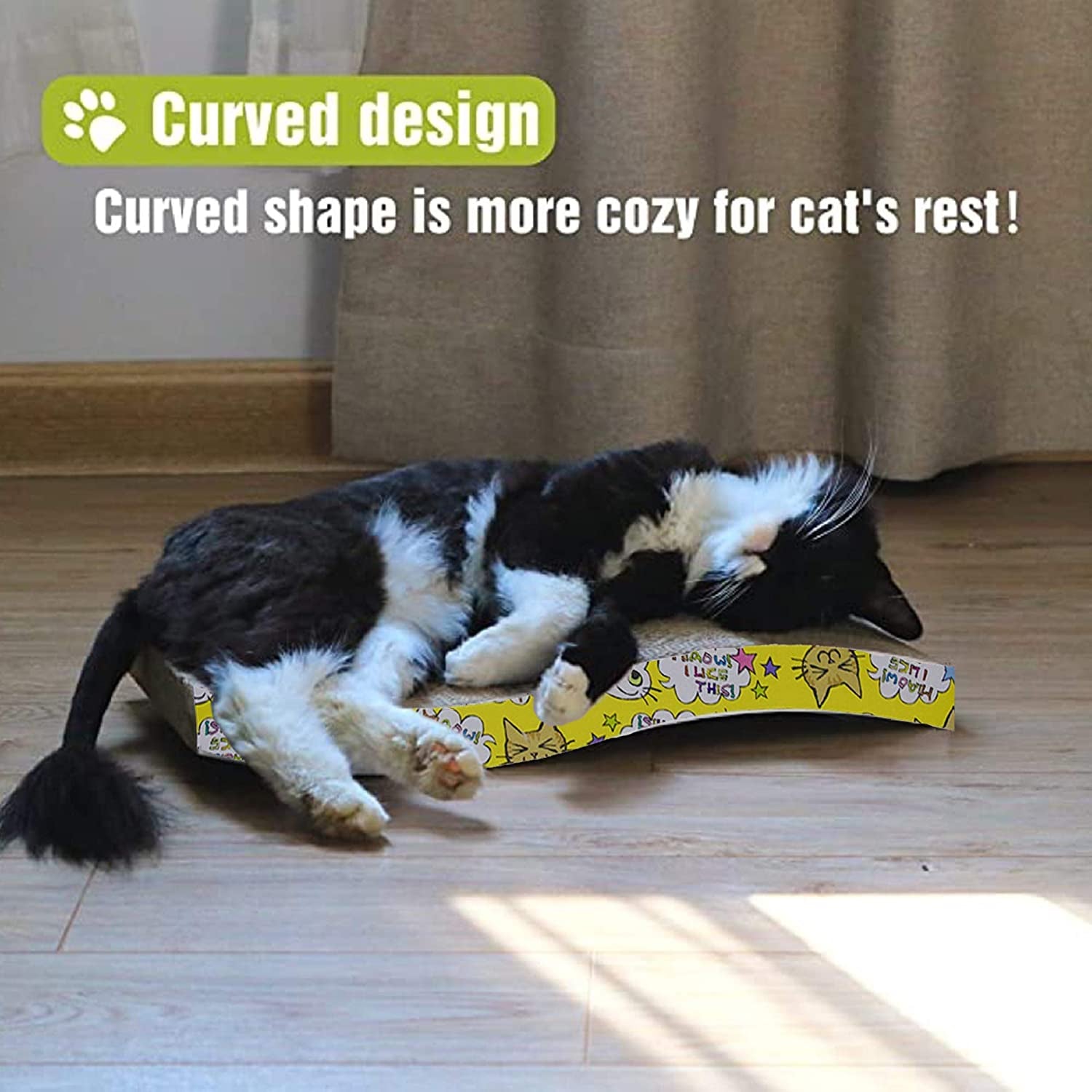 Cat Scratcher Cardboard, Recycle Corrugated Cat Scratching Pad, Wave Shaped Reversible Kitty Cat Scratch Pad Lounger Sofa for Furniture Protector, Catnip Included Animals & Pet Supplies > Pet Supplies > Cat Supplies > Cat Furniture BEST ENERGY   