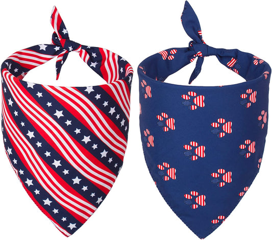 PTDECOR American US Flag Dog Bandana 4Th of July Dog Bandanas Reversible Triangle Bibs Scarf for Small Medium Large Dogs (Style 1) Animals & Pet Supplies > Pet Supplies > Dog Supplies > Dog Apparel PTDECOR   