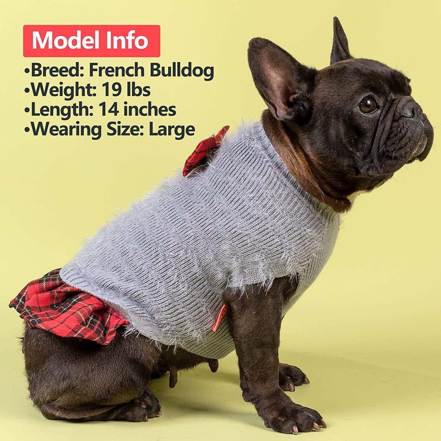 KYEESE Dog Sweaters Dress Turtleneck Medium Dog Sweaters with Bowtie Knit Pullover Warm Dog Clothes, Grey, XXL Animals & Pet Supplies > Pet Supplies > Dog Supplies > Dog Apparel kyeese   