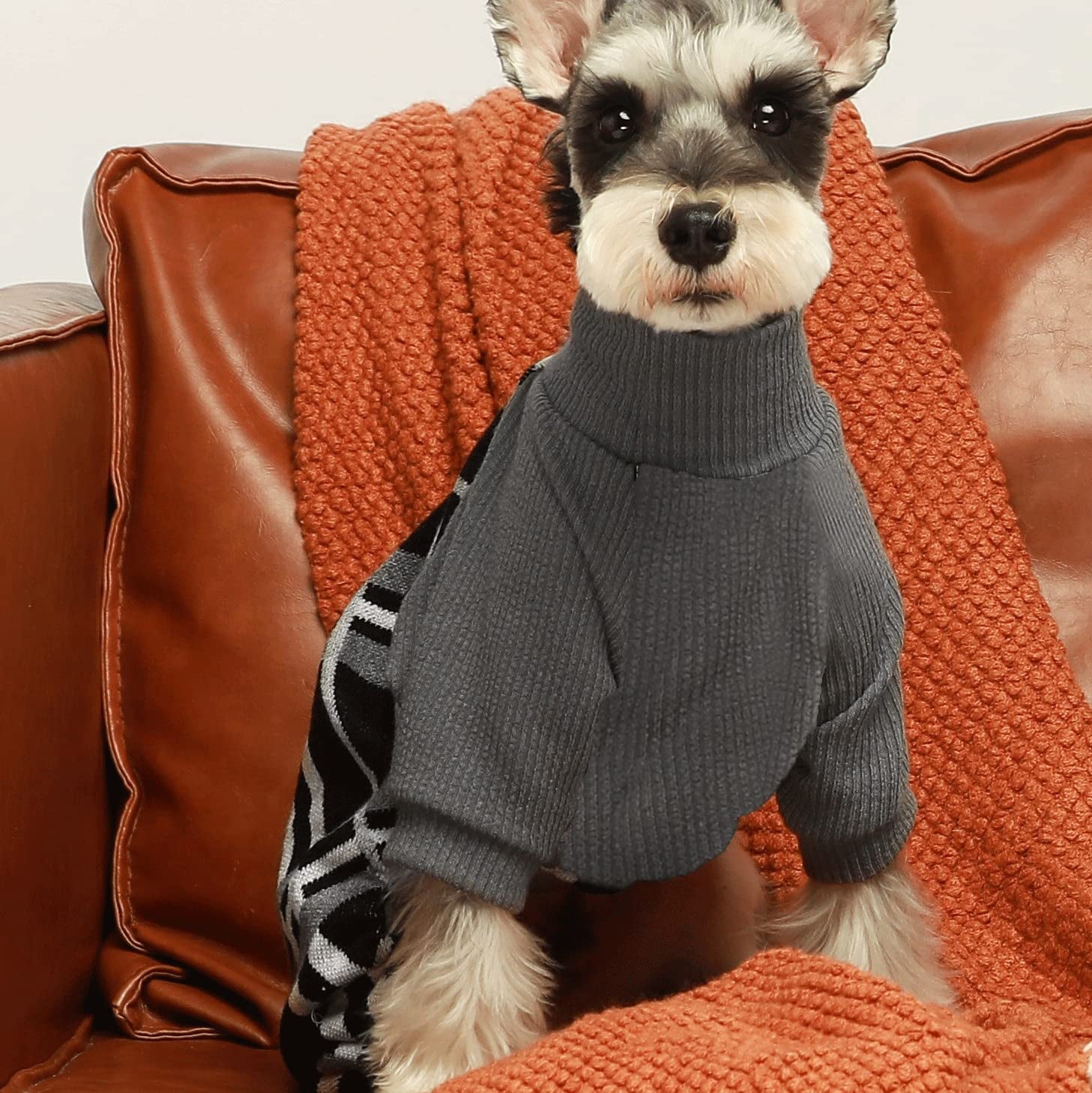 Fitwarm Argyle Dog Pajamas Thermal Knitted Pet Clothes Puppy Sweater Doggie Turtleneck PJS Lightweight Coat Doggy Outfits Cat Jumpsuits Black Medium Animals & Pet Supplies > Pet Supplies > Dog Supplies > Dog Apparel Fitwarm   