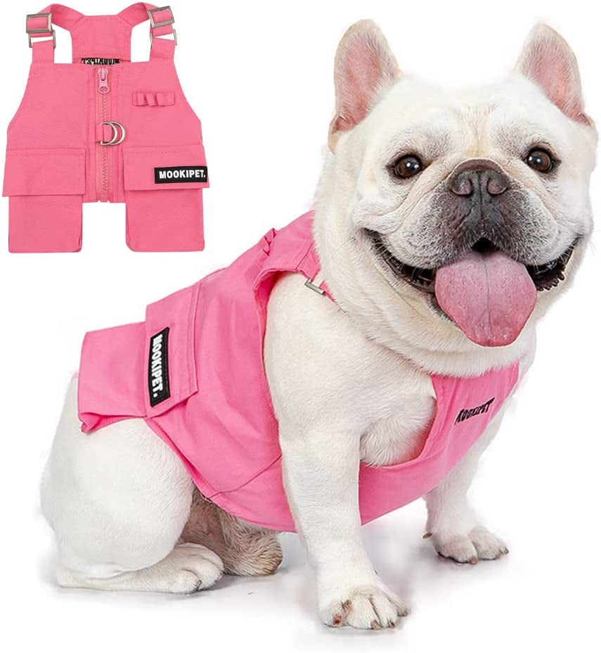 Pet Dog Clothes Breathable Cotton Sleeveless T-Shirt Waistcoat Adjustable Shoulder Strap Zipper Jacket (M,Pink) Animals & Pet Supplies > Pet Supplies > Dog Supplies > Dog Apparel Petrend Pink XL 