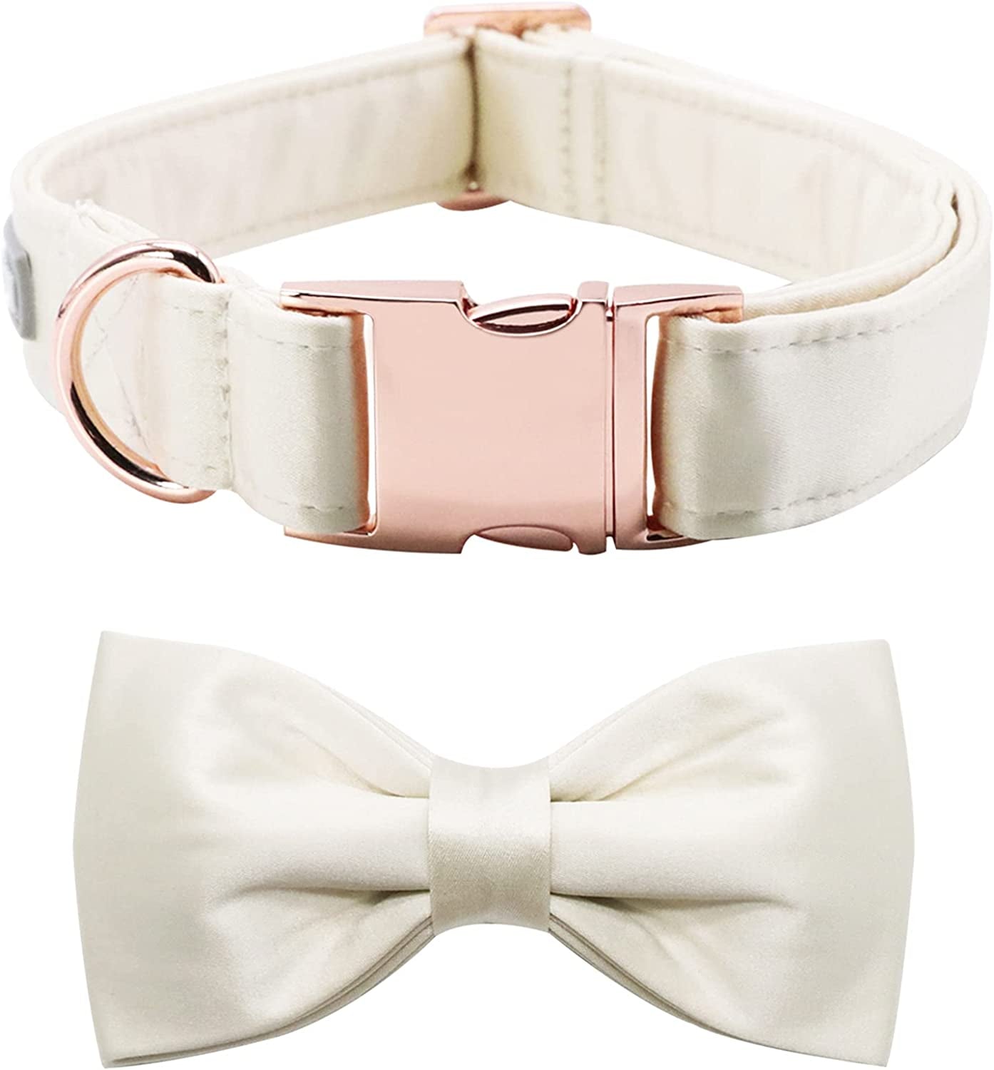 Lionet Paws Bowtie Dog Collar - Comfortable Silk Green Dog Collar with Detachable Bow Tie for Large Dogs, Neck 16-24 Inches Animals & Pet Supplies > Pet Supplies > Dog Supplies > Dog Apparel lionet paws White Small (Pack of 1) 