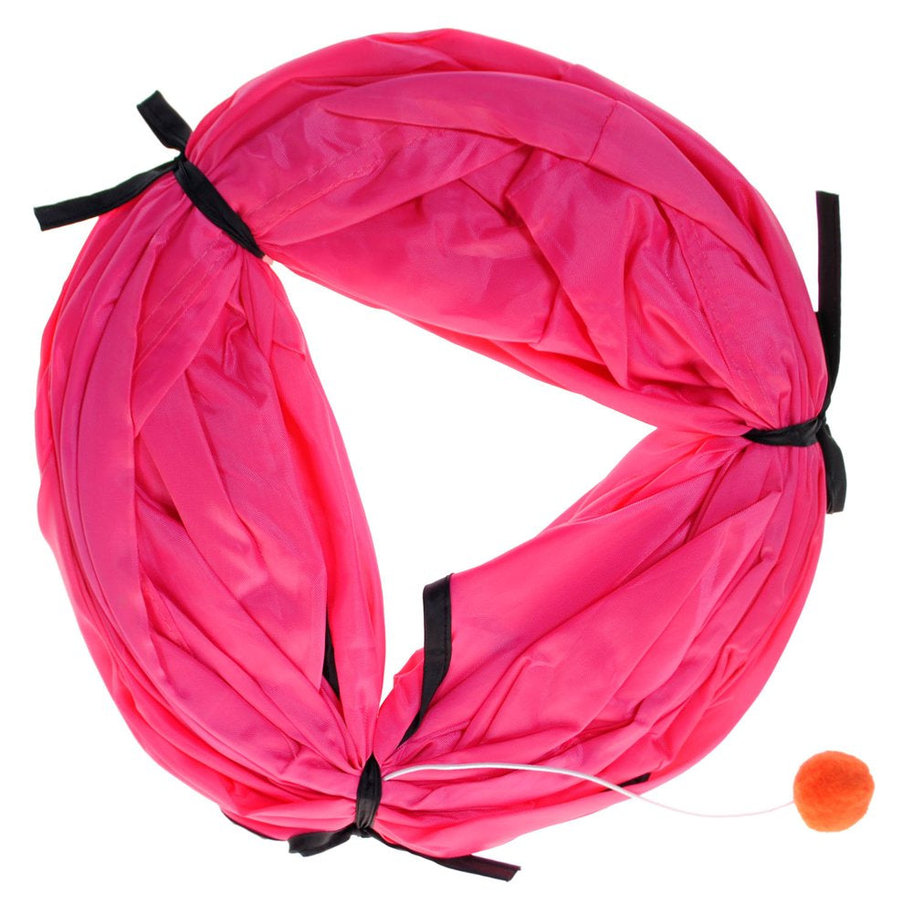 Shop4Omni 4 Ft Collapsible Kitty Cat Play Tunnel with Ball - Pet Toy - Pink Animals & Pet Supplies > Pet Supplies > Cat Supplies > Cat Toys Shop4Omni   