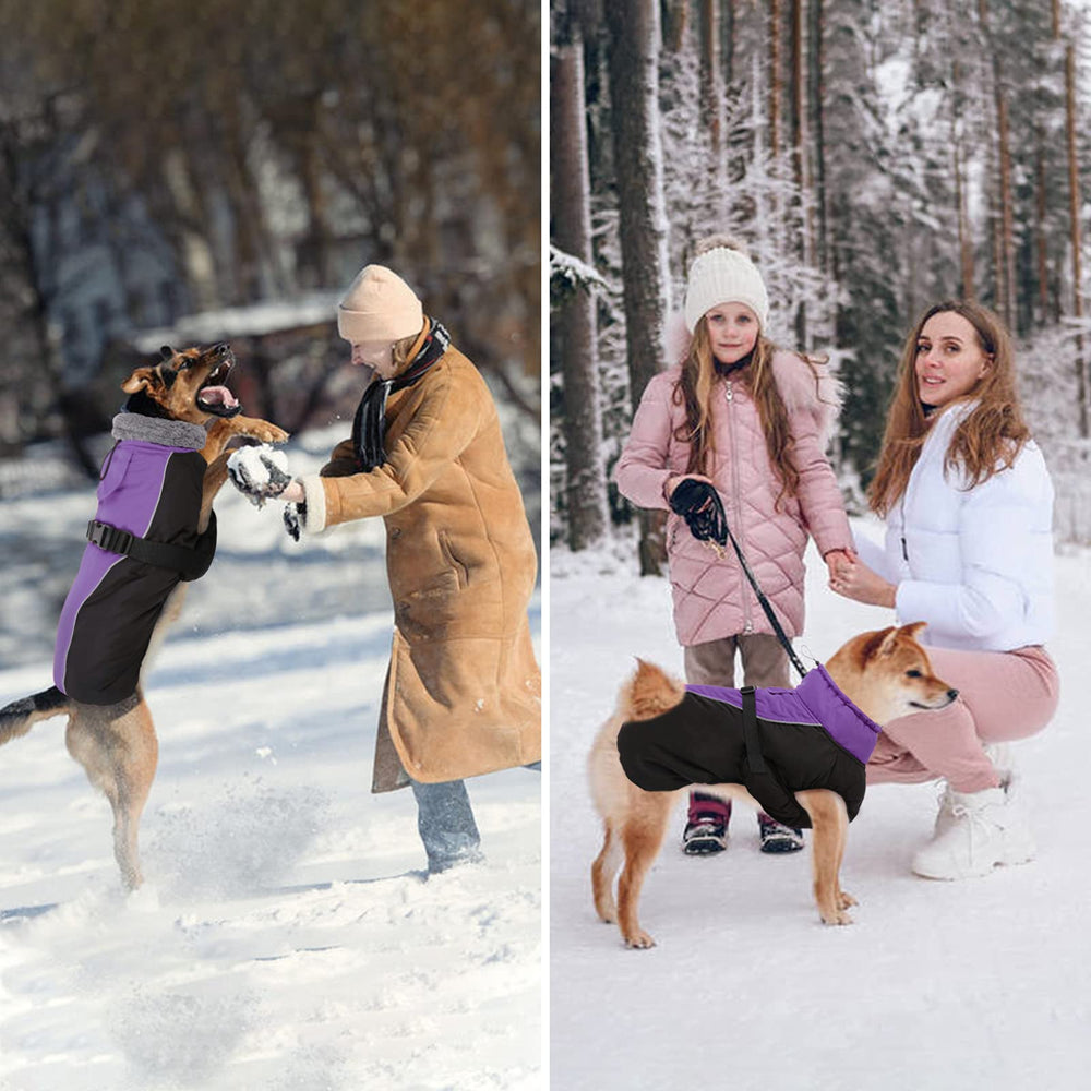 ROZKITCH Winter Warm Dog Coat Windproof Cozy Dog Jacket Cold Weather Thick Fleece Vest Water Repellent Apparel with Harness/Leash Hole & Reflective for Outdoor Small Medium Large Dogs Animals & Pet Supplies > Pet Supplies > Dog Supplies > Dog Apparel ROZKITCH   