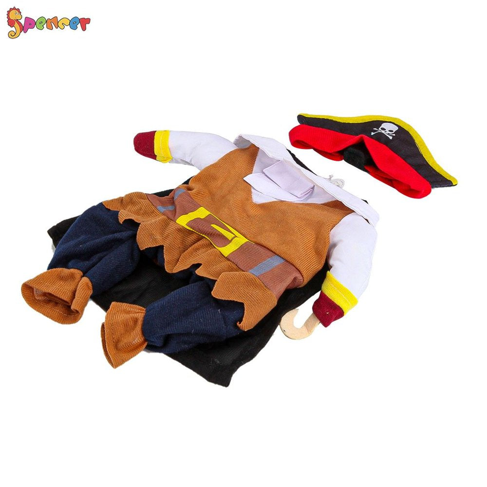 Spencer Funny Pirate Dog Cat Halloween Costume Outfit Pet Clothes Corsair Dressing up Party Apparel Jumpsuit plus Hat for Small Medium Large Dogs Cats "Size XL" Animals & Pet Supplies > Pet Supplies > Cat Supplies > Cat Apparel Spencer   