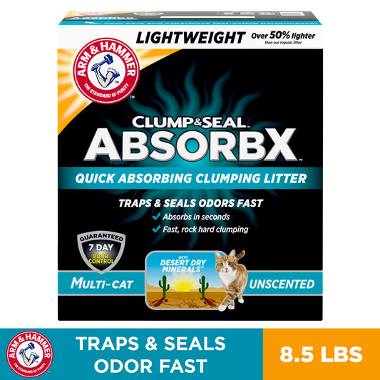 Arm & Hammer Clump & Seal Absorbx Clumping Litter, Multicat Unscented 8.5Lb Animals & Pet Supplies > Pet Supplies > Cat Supplies > Cat Litter Church & Dwight Co., Inc.   