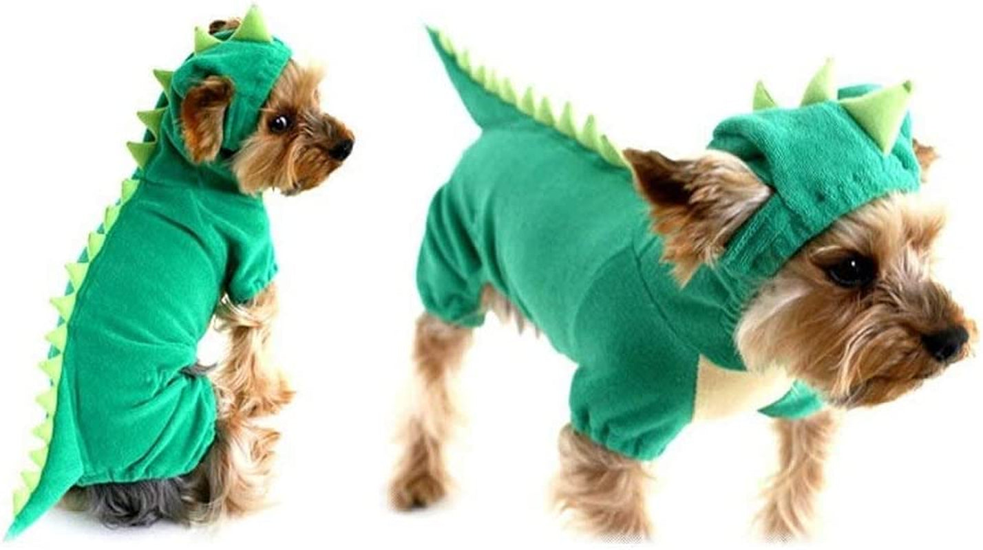 Hotumn Dinosaur Dog Halloween Costume Pet Dino Hoodie for Small Dogs (X-Small(Pack of 1), Green)