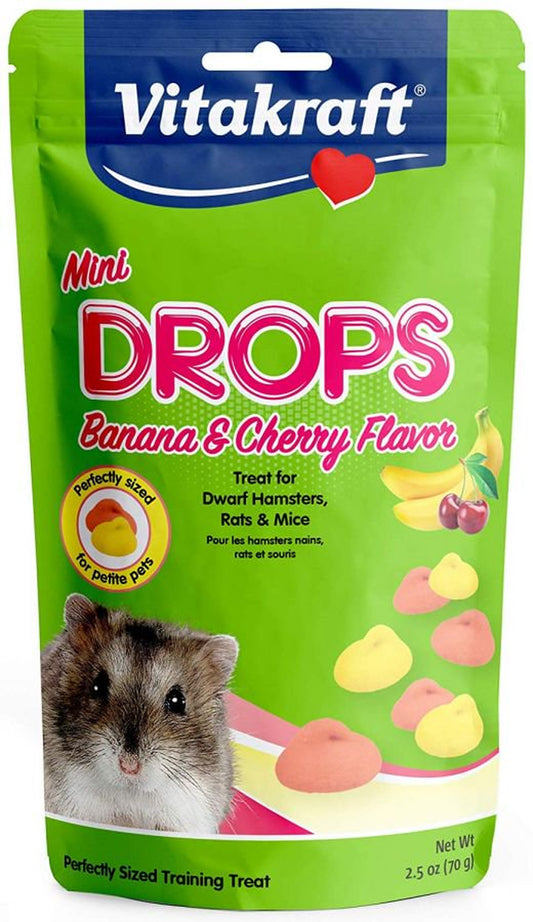 Vitakraft Mini Drops Treat for Hamsters, Rats & Mice - Banana & Cherry Flavor 2.5 Oz[ PACK of 2 ] Animals & Pet Supplies > Pet Supplies > Small Animal Supplies > Small Animal Treats Vitakraft   