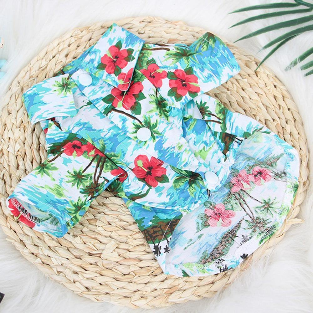 Hawaiian Dog Shirt Summer Breathable Pet Clothes Dog Sweatshirts Cool Coconut Tree Pineapple Beach Dog Shirts for Small Medium Large Dog Cat Boy Girl Cute Dog Polo Apparel Animals & Pet Supplies > Pet Supplies > Dog Supplies > Dog Apparel Stibadium   