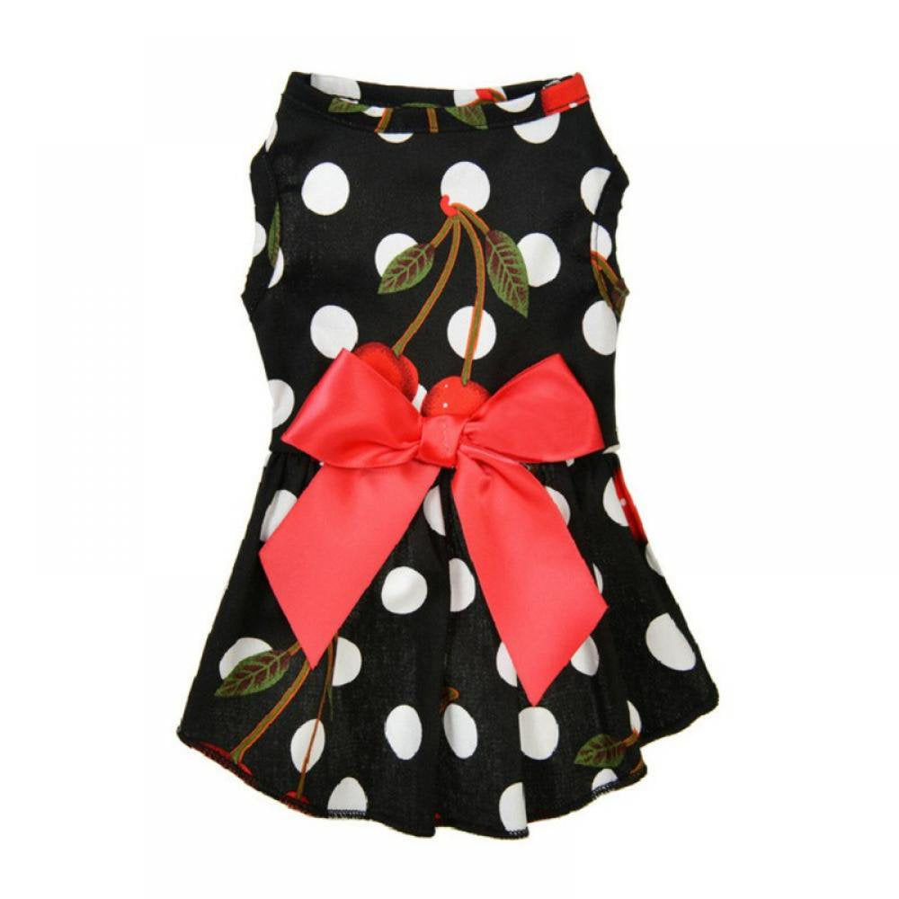 Cute Pet Dress Dog Dress with Lovely Bow Puppy Dress Pet Apparel Dog Clothes for Small Dogs and Cats Animals & Pet Supplies > Pet Supplies > Dog Supplies > Dog Apparel Tradecan 14/L Black 