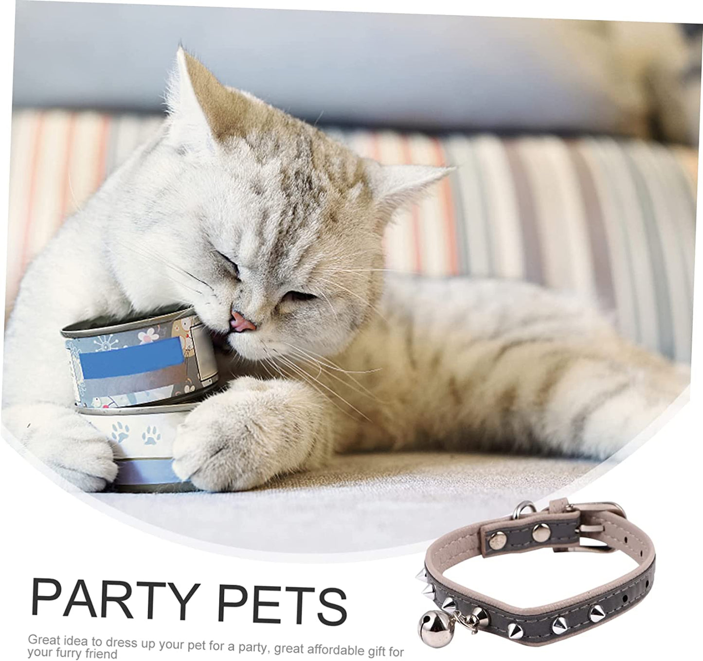 Balacoo Pet Collar Chain Necklace Choker Chain for Dogs Chocker Pet Collar with Rivet Decorative Collars for Dogs Bow Tie Dog Collar Cat Necklace with Bell Pet Neck Chain Collar for Pet Pu Animals & Pet Supplies > Pet Supplies > Dog Supplies > Dog Apparel Balacoo   